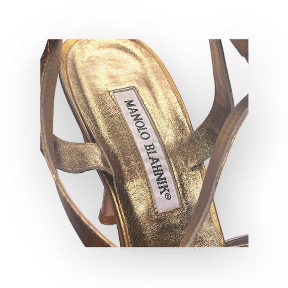 Manolo Blahnik ❤︎ Sizzle Strappy Heeled Sandals ❤︎ Bronze Reptile ❤︎ 39.5 8.5 9 - Picture 8 of 16